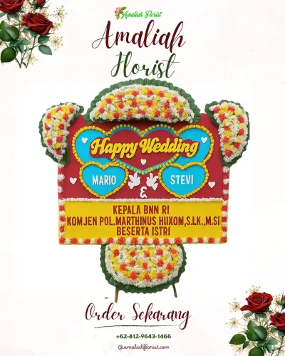 Karangan Papan Bunga Pernikahan di Cokrodiningratan